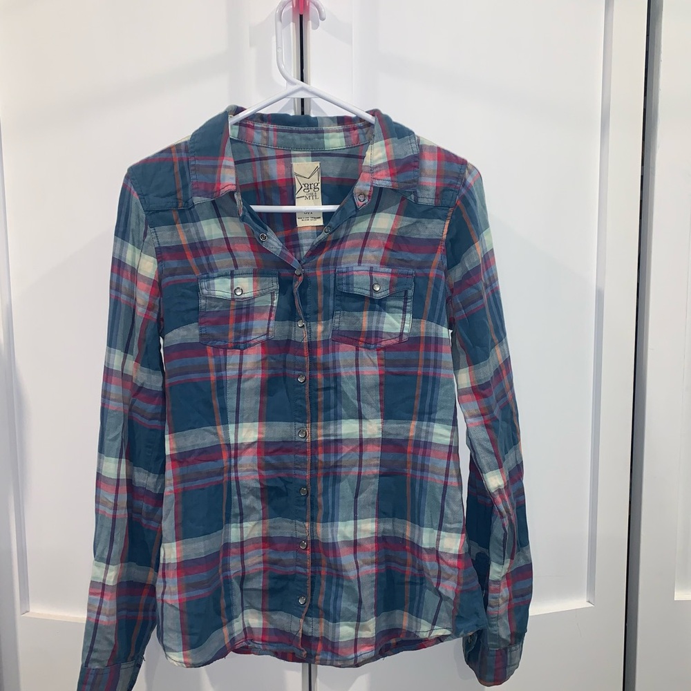 Plaid Button-Up Shirt